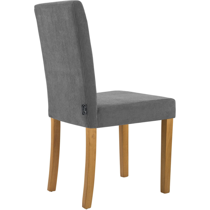 Chaise rétro chic Velours côtelé Gris Bois d'hévéa Marron clair Aneko - 2