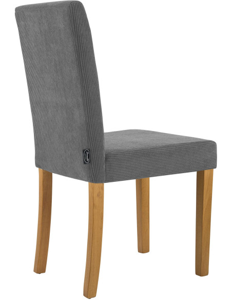 Chaise rétro chic Velours côtelé Gris Bois d'hévéa Marron clair Aneko - 2