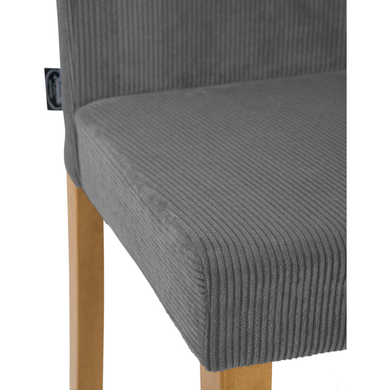 Chaise rétro chic Velours côtelé Gris Bois d'hévéa Marron clair Aneko - 3