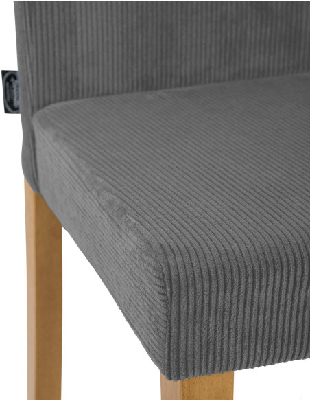 Chaise rétro chic Velours côtelé Gris Bois d'hévéa Marron clair Aneko - 3