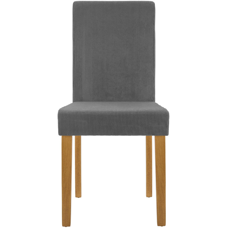 Chaise rétro chic Velours côtelé Gris Bois d'hévéa Marron clair Aneko - 4