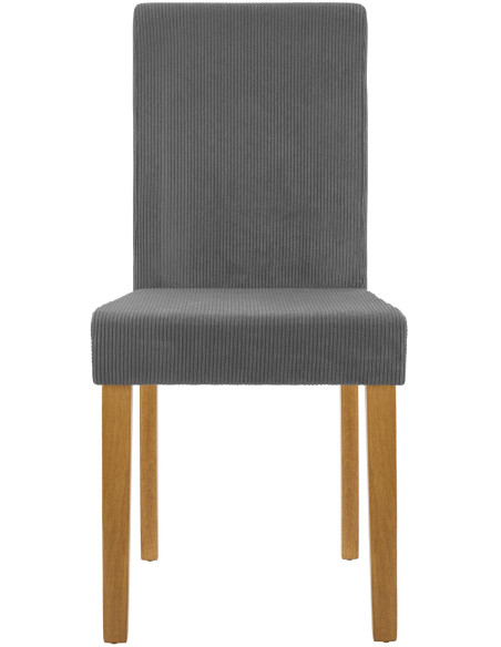 Chaise rétro chic Velours côtelé Gris Bois d'hévéa Marron clair Aneko - 4