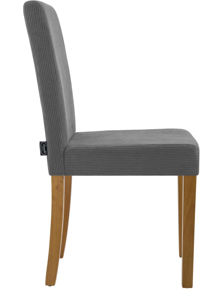 Chaise rétro chic Velours côtelé Gris Bois d'hévéa Marron clair Aneko - 5