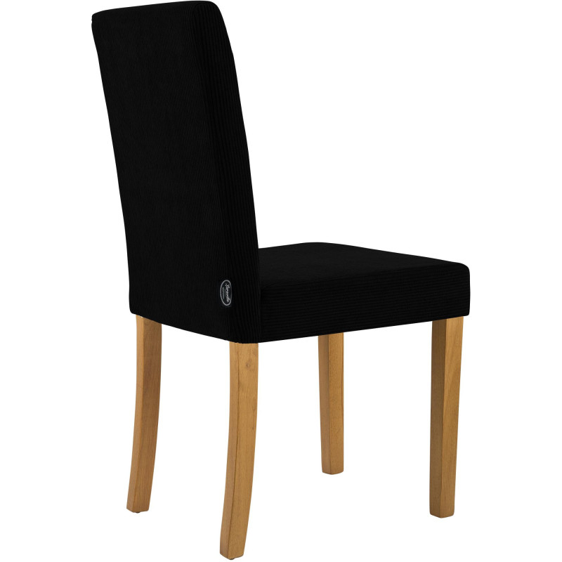 Chaise rétro chic Velours côtelé Noir Bois d'hévéa Marron clair Aneko - 3