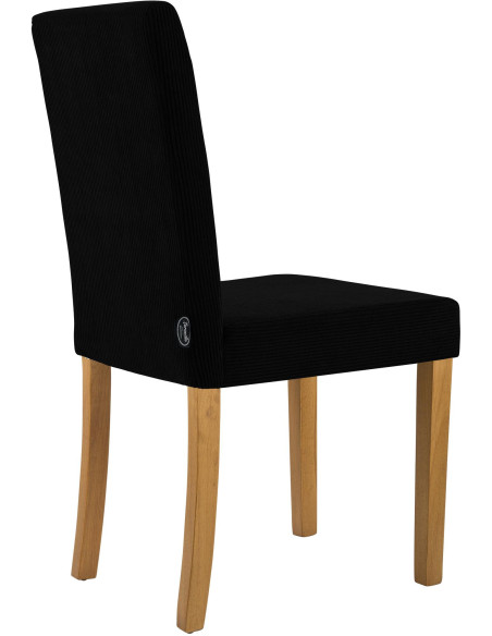 Chaise rétro chic Velours côtelé Noir Bois d'hévéa Marron clair Aneko - 3