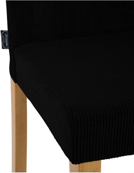 Chaise rétro chic Velours côtelé Noir Bois d'hévéa Marron clair Aneko - 5