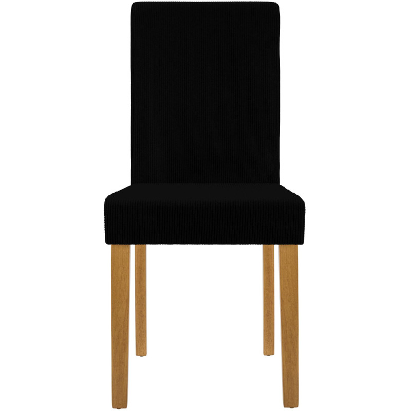 Chaise rétro chic Velours côtelé Noir Bois d'hévéa Marron clair Aneko - 2