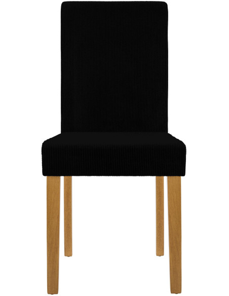 Chaise rétro chic Velours côtelé Noir Bois d'hévéa Marron clair Aneko - 2