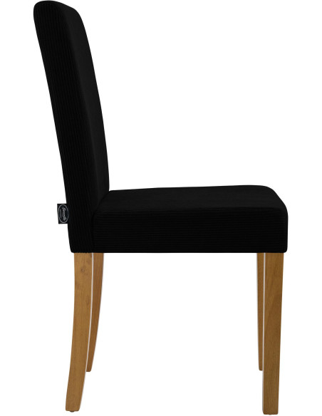 Chaise rétro chic Velours côtelé Noir Bois d'hévéa Marron clair Aneko - 4