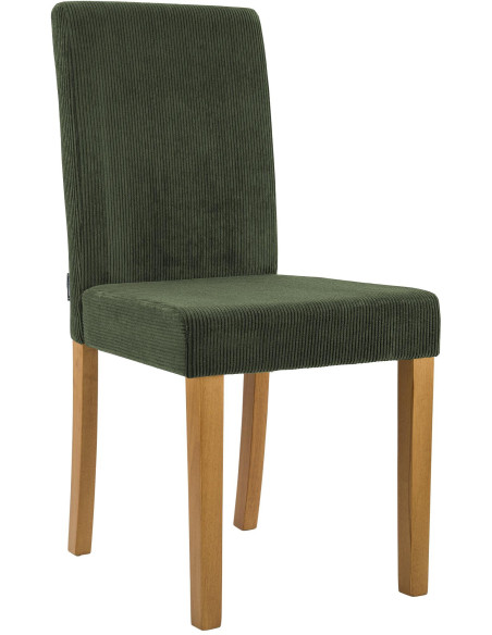 Chaise rétro chic Velours côtelé Vert Bois d'hévéa Marron clair Aneko - 1