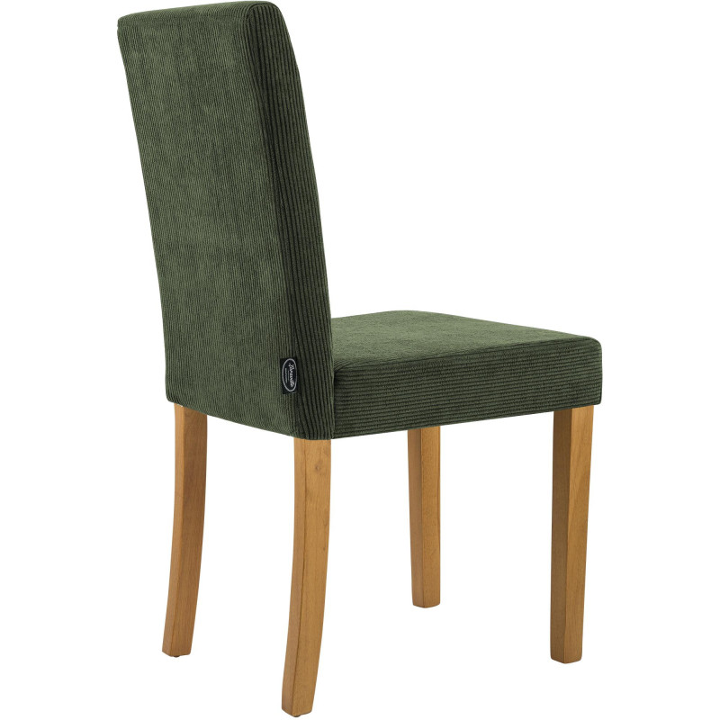 Chaise rétro chic Velours côtelé Vert Bois d'hévéa Marron clair Aneko - 2