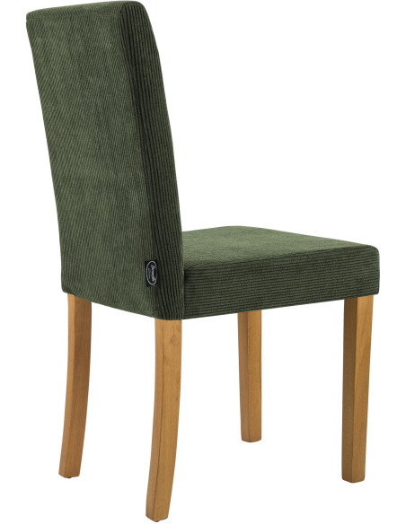 Chaise rétro chic Velours côtelé Vert Bois d'hévéa Marron clair Aneko - 2