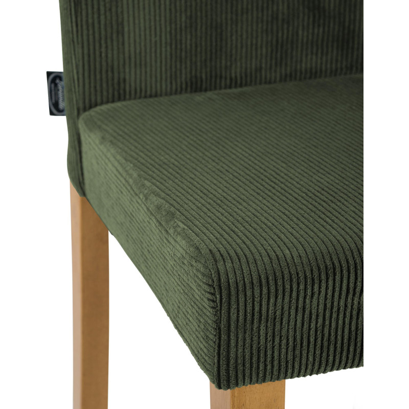 Chaise rétro chic Velours côtelé Vert Bois d'hévéa Marron clair Aneko - 3
