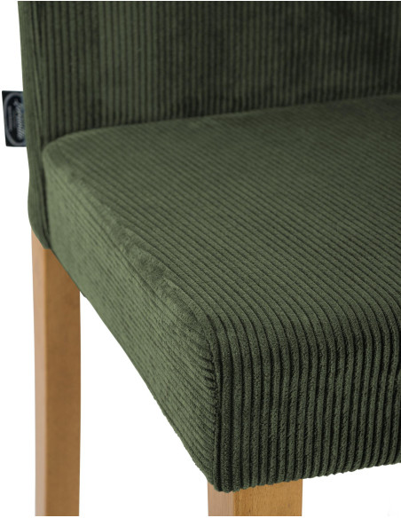 Chaise rétro chic Velours côtelé Vert Bois d'hévéa Marron clair Aneko - 3