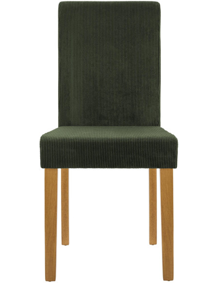 Chaise rétro chic Velours côtelé Vert Bois d'hévéa Marron clair Aneko - 4