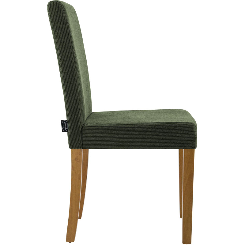 Chaise rétro chic Velours côtelé Vert Bois d'hévéa Marron clair Aneko - 5