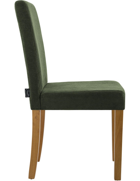 Chaise rétro chic Velours côtelé Vert Bois d'hévéa Marron clair Aneko - 5
