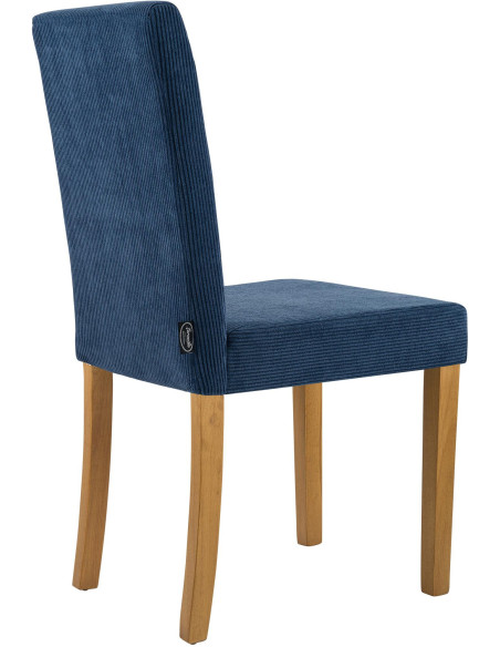 Chaise rétro chic Velours côtelé Bleu Bois d'hévéa Marron clair Aneko - 2