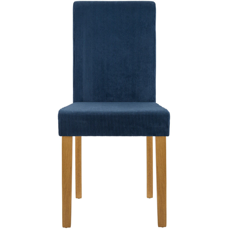 Chaise rétro chic Velours côtelé Bleu Bois d'hévéa Marron clair Aneko - 3