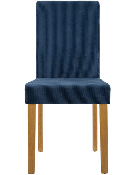 Chaise rétro chic Velours côtelé Bleu Bois d'hévéa Marron clair Aneko - 3