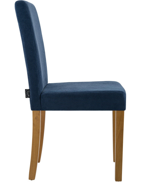 Chaise rétro chic Velours côtelé Bleu Bois d'hévéa Marron clair Aneko - 4