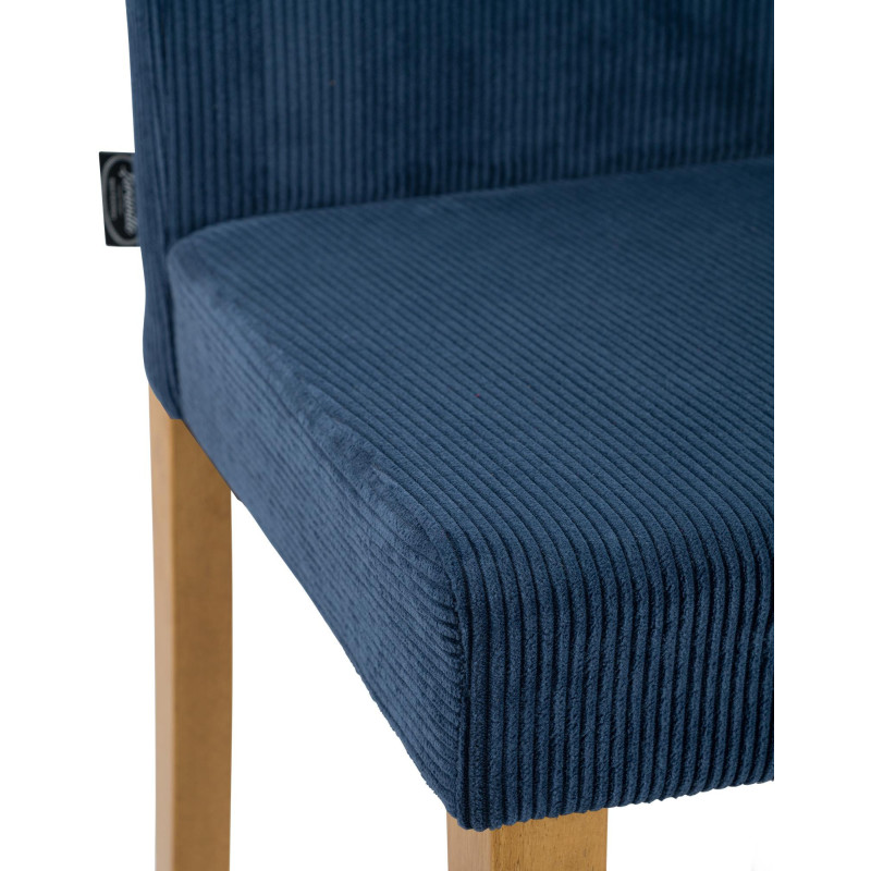 Chaise rétro chic Velours côtelé Bleu Bois d'hévéa Marron clair Aneko 