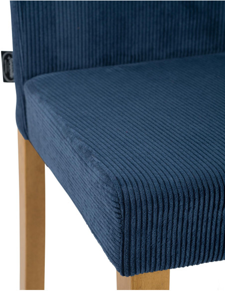 Chaise rétro chic Velours côtelé Bleu Bois d'hévéa Marron clair Aneko 