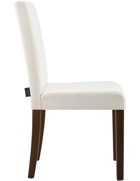 Chaise rétro chic Velours côtelé Blanc crème Bois d'hévéa Marron foncé Aneko - 5