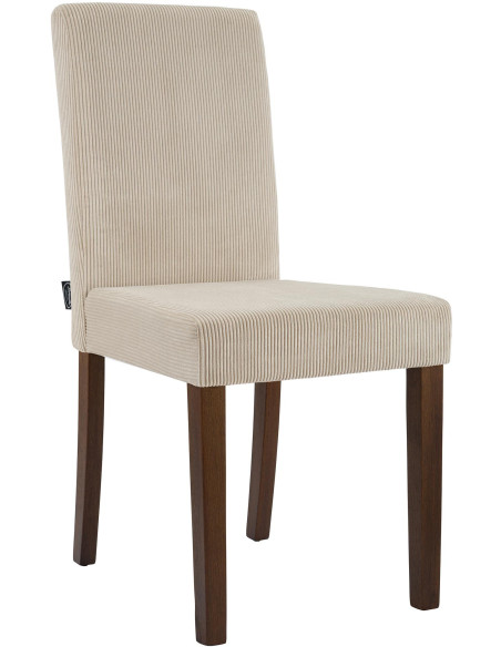 Chaise rétro chic Velours côtelé Marron clair Bois d'hévéa Marron foncé Aneko - 1