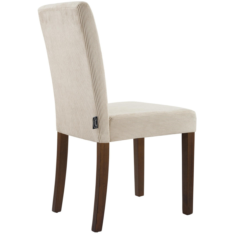 Chaise rétro chic Velours côtelé Marron clair Bois d'hévéa Marron foncé Aneko - 2