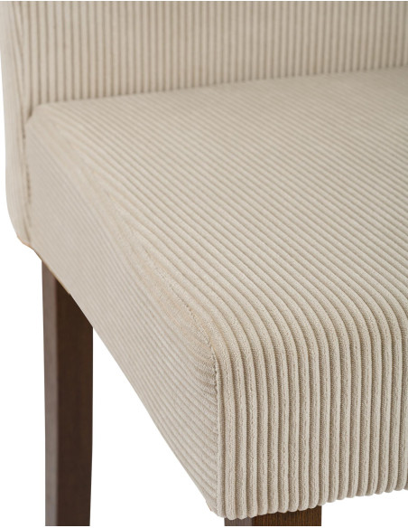 Chaise rétro chic Velours côtelé Marron clair Bois d'hévéa Marron foncé Aneko - 3