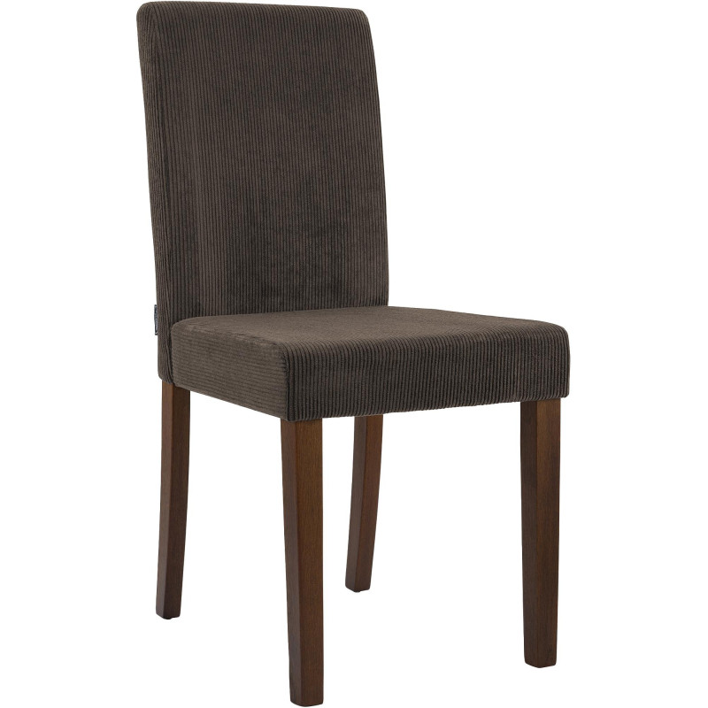 Chaise rétro chic Velours côtelé Marron Bois d'hévéa Marron foncé Aneko - 1