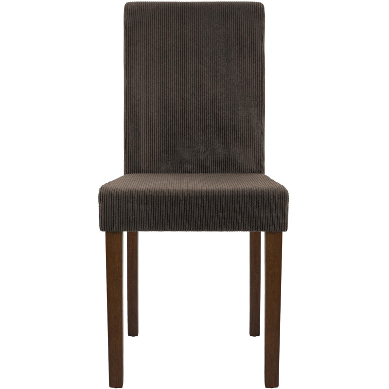 Chaise rétro chic Velours côtelé Marron Bois d'hévéa Marron foncé Aneko - 4