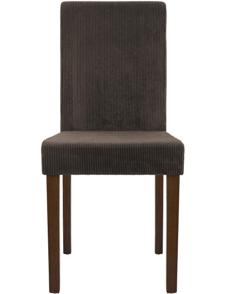 Chaise rétro chic Velours côtelé Marron Bois d'hévéa Marron foncé Aneko - 4