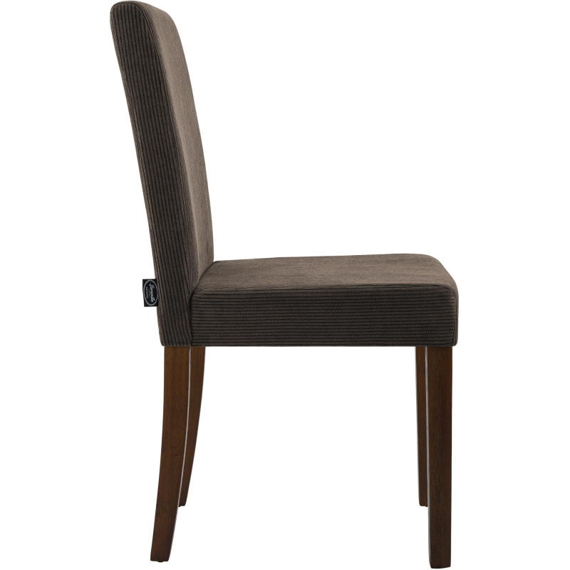 Chaise rétro chic Velours côtelé Marron Bois d'hévéa Marron foncé Aneko - 5