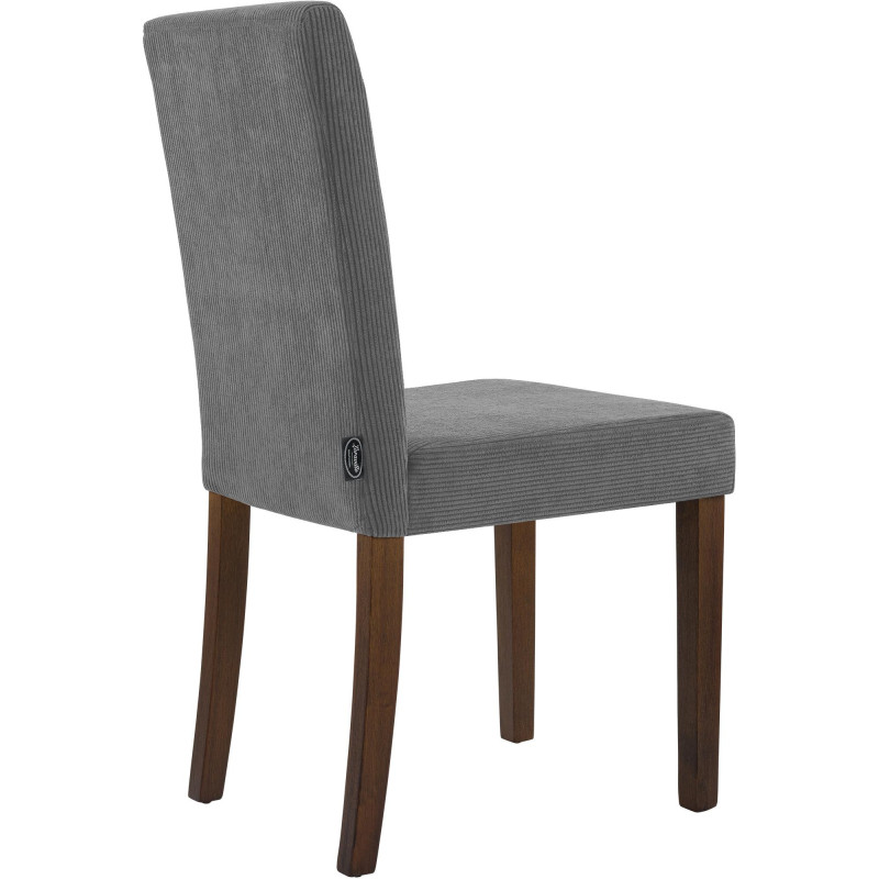 Chaise rétro chic Velours côtelé Gris Bois d'hévéa Marron foncé Aneko - 2