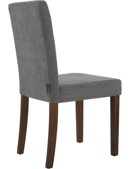 Chaise rétro chic Velours côtelé Gris Bois d'hévéa Marron foncé Aneko - 2