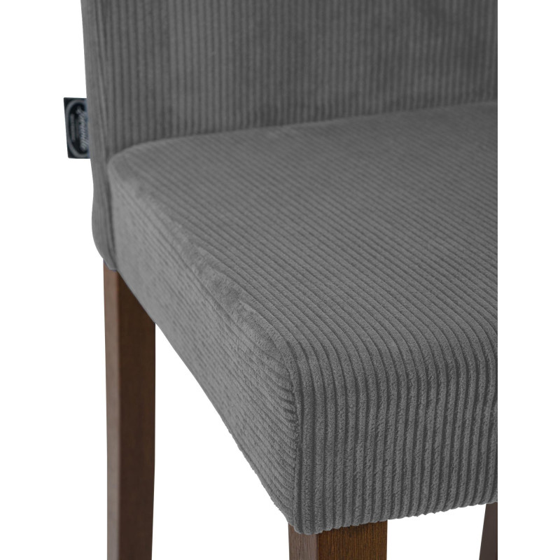 Chaise rétro chic Velours côtelé Gris Bois d'hévéa Marron foncé Aneko - 3