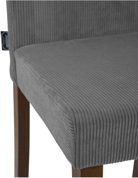 Chaise rétro chic Velours côtelé Gris Bois d'hévéa Marron foncé Aneko - 3