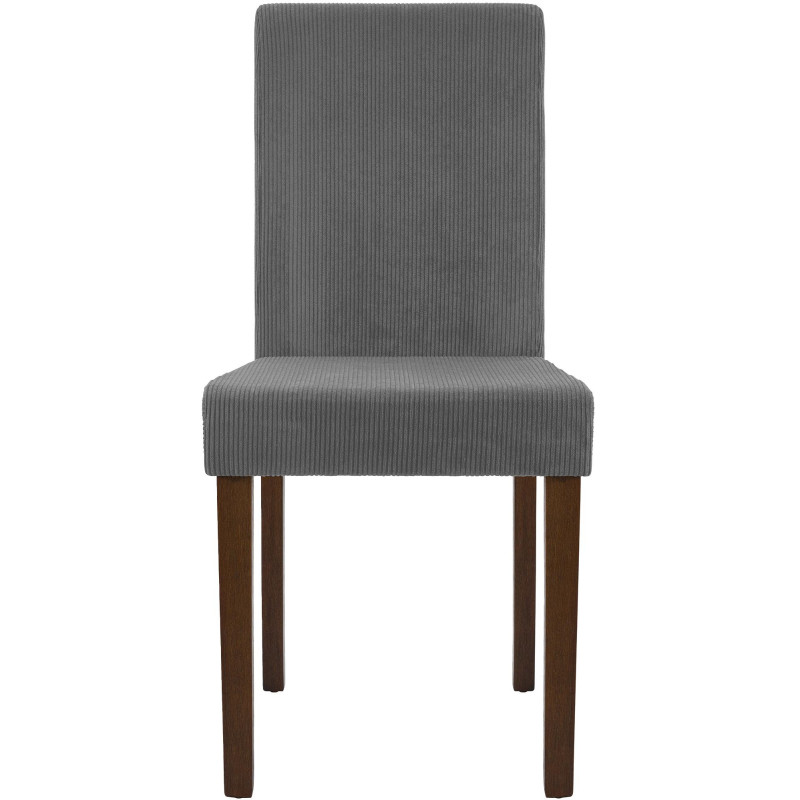 Chaise rétro chic Velours côtelé Gris Bois d'hévéa Marron foncé Aneko - 4