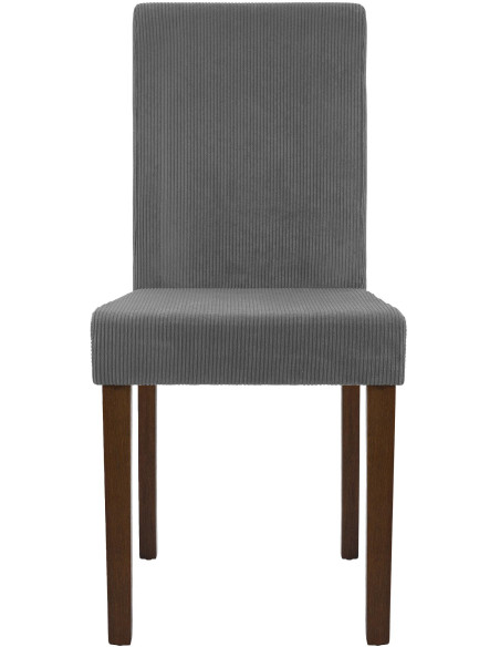 Chaise rétro chic Velours côtelé Gris Bois d'hévéa Marron foncé Aneko - 4