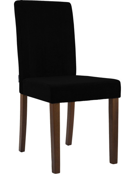 Chaise rétro chic Velours côtelé Noir Bois d'hévéa Marron foncé Aneko - 1