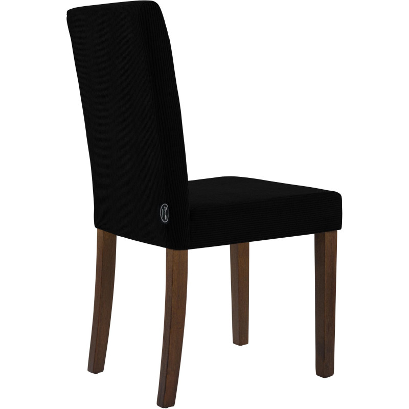 Chaise rétro chic Velours côtelé Noir Bois d'hévéa Marron foncé Aneko - 2