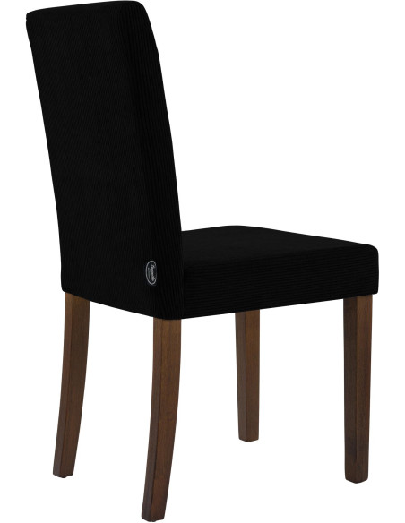 Chaise rétro chic Velours côtelé Noir Bois d'hévéa Marron foncé Aneko - 2