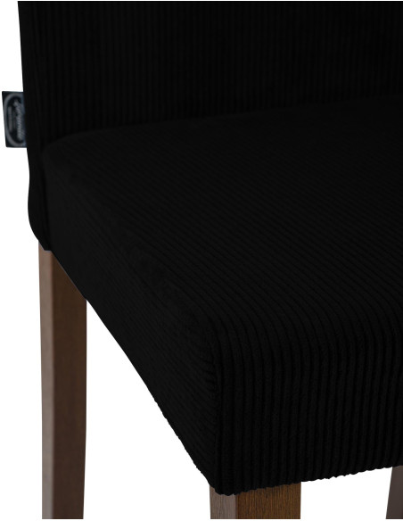 Chaise rétro chic Velours côtelé Noir Bois d'hévéa Marron foncé Aneko - 3