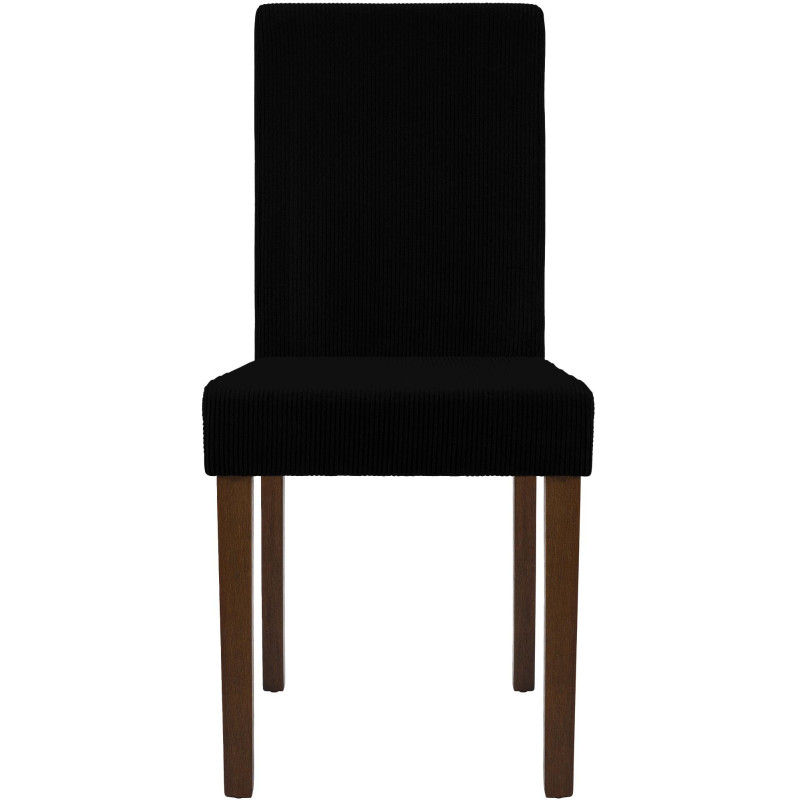 Chaise rétro chic Velours côtelé Noir Bois d'hévéa Marron foncé Aneko - 4