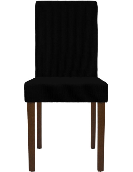 Chaise rétro chic Velours côtelé Noir Bois d'hévéa Marron foncé Aneko - 4