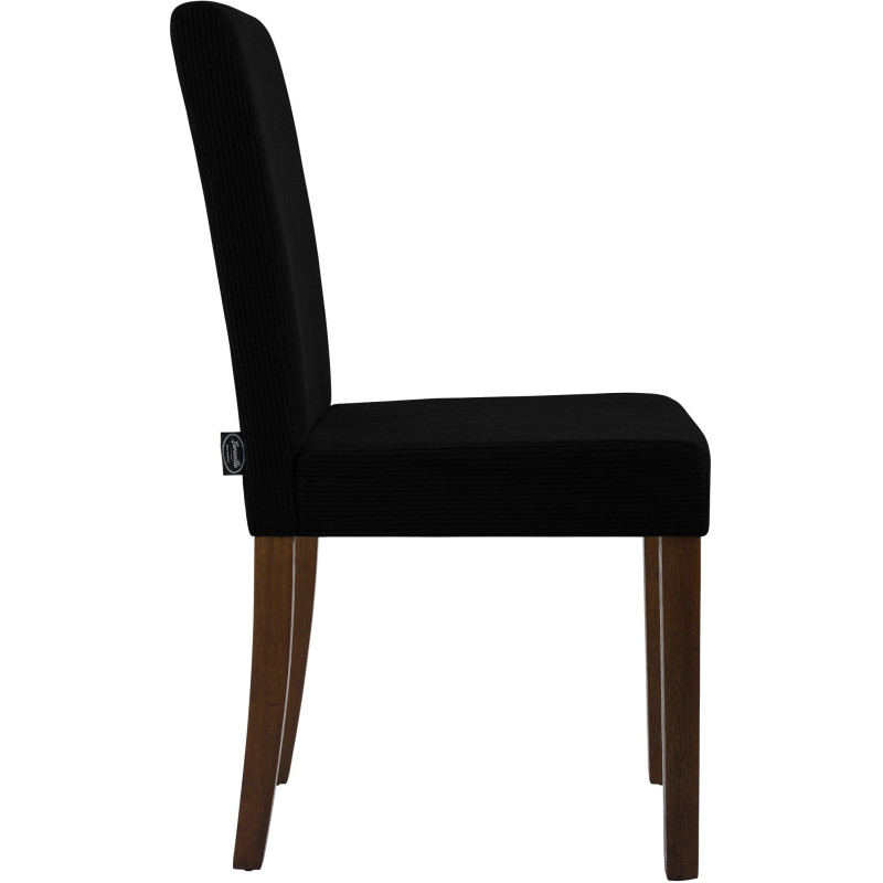 Chaise rétro chic Velours côtelé Noir Bois d'hévéa Marron foncé Aneko - 5