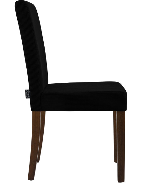 Chaise rétro chic Velours côtelé Noir Bois d'hévéa Marron foncé Aneko - 5