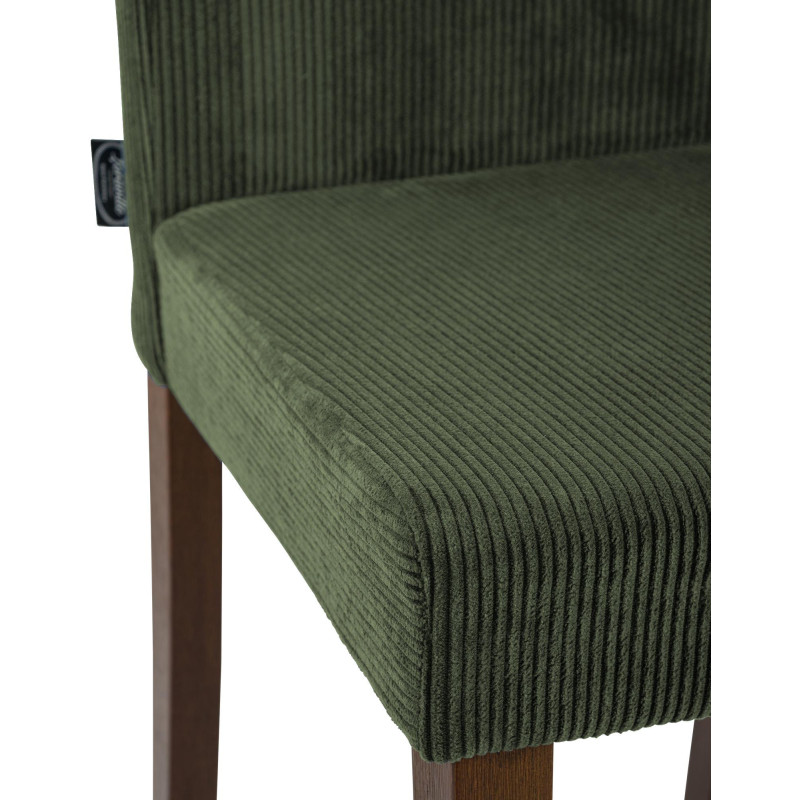 Chaise rétro chic Velours côtelé Vert Bois d'hévéa Marron foncé Aneko - 3